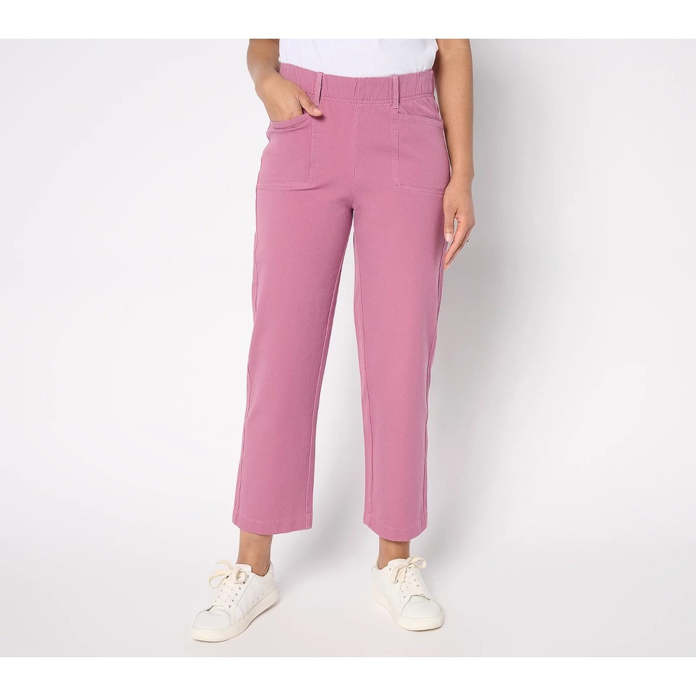 AnyBody Petite All-Stretch Twill Straight Leg Ankle Pants Mauve, Petite M #64E